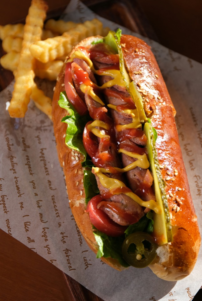 Illustrative hot dog photo for Blackbeards Tavern.