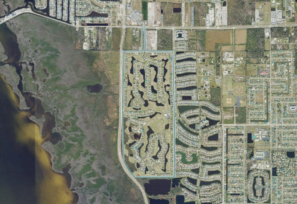 Aerial map of Cape Royal with the community boundary