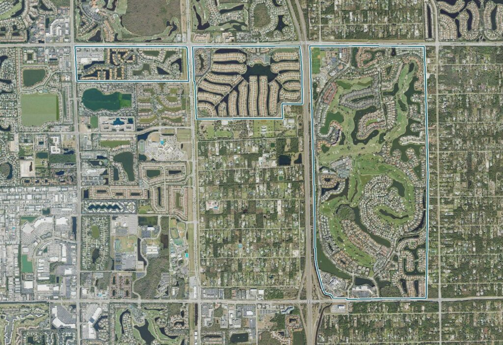 Aerial map of Vineyards with the community boundary